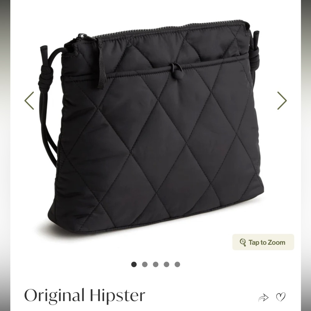 Vera Bradley Black Quilted Crossbody Bag with Adjustable Strap